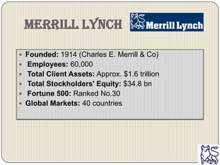 Merrill Lynch   Founded: 1914 (Charles E. Merrill & Co)