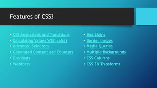 CSS Positioning and Features of CSS3 | PPTX