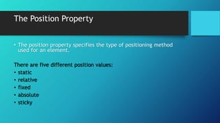 CSS Positioning and Features of CSS3 | PPTX