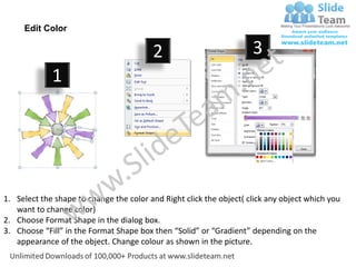 Group of nine coverging arrows circular layout process power point ...