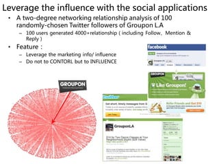 Leverage the influence with the social applications
 • A two-degree networking relationship analysis of 100
   randomly-ch...