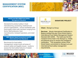  Food Safety           ● Automotive Supplier Quality