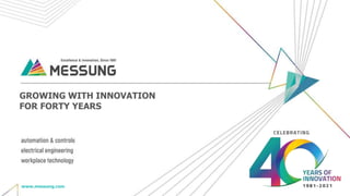 GROWING WITH INNOVATION
FOR FORTY YEARS
www.messung.com
 