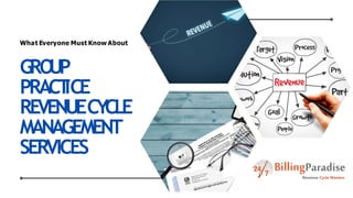 GRO
UP
PRACT
ICE
REVENUECYCLE
MANAGEMENT
SERVICES
What Everyone Must Know About
 