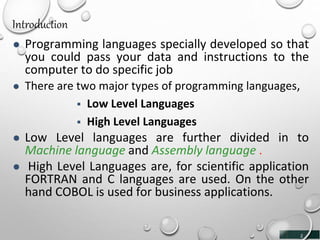 EVALUTION OF COMPUTER LANGAGES | PPT