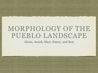MORPHOLOGY OF THE
 PUEBLO LANDSCAPE
   Alexis, Anush, Mari, Nancy, and Ron
 