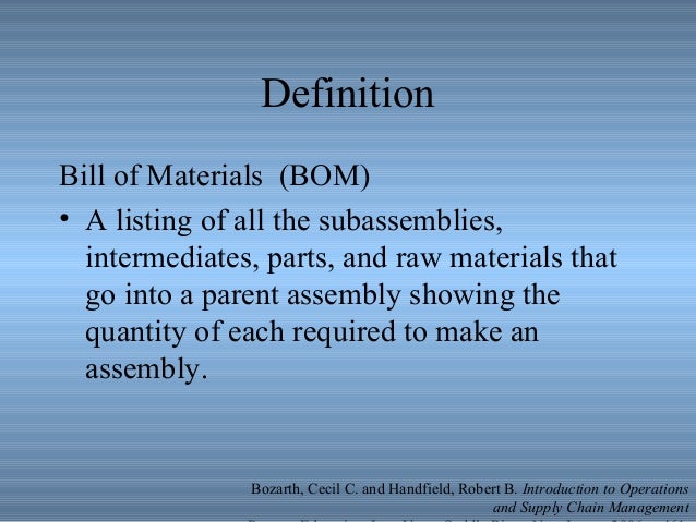 material requirement planning and bills of material bill of materials definition