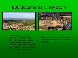 3) the whole documentary was interviews and i do not think that was effective as it was boring. Also, all the interviewee's had the same view on graffiti, so it was biased and didn't create an argument.Low angle shot of graffiti in progree to make it more intersting. Good to use this idea of varying shots.