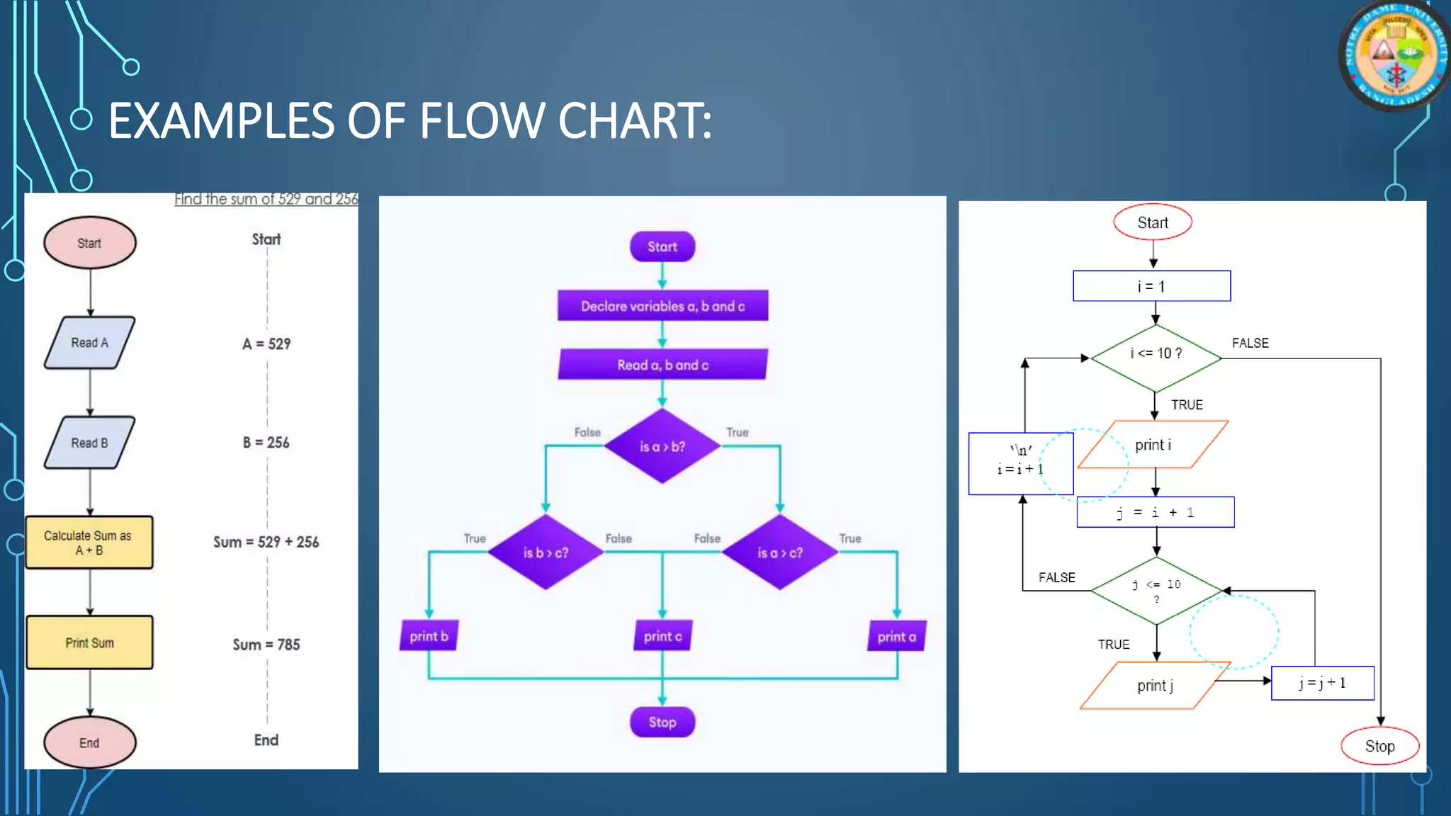 EXAMPLES OF FLOW CHART:
 