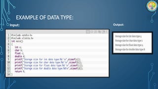 EXAMPLE OF DATA TYPE:
Input: Output:
 