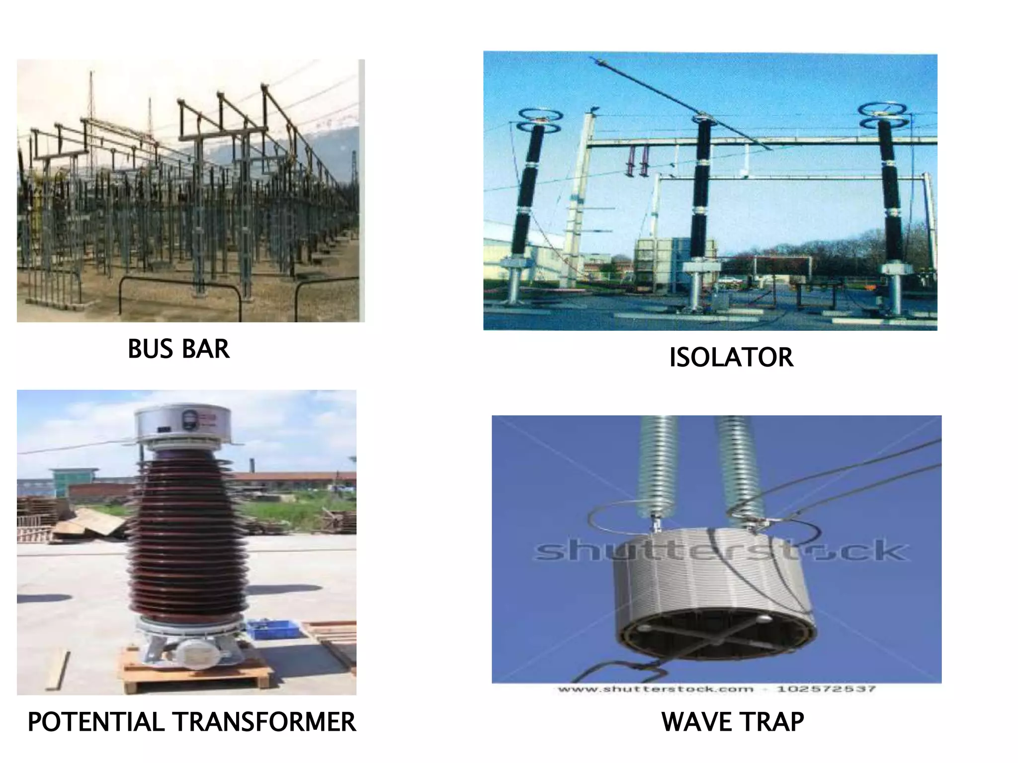 BUS BAR ISOLATOR 
POTENTIAL TRANSFORMER WAVE TRAP 
 