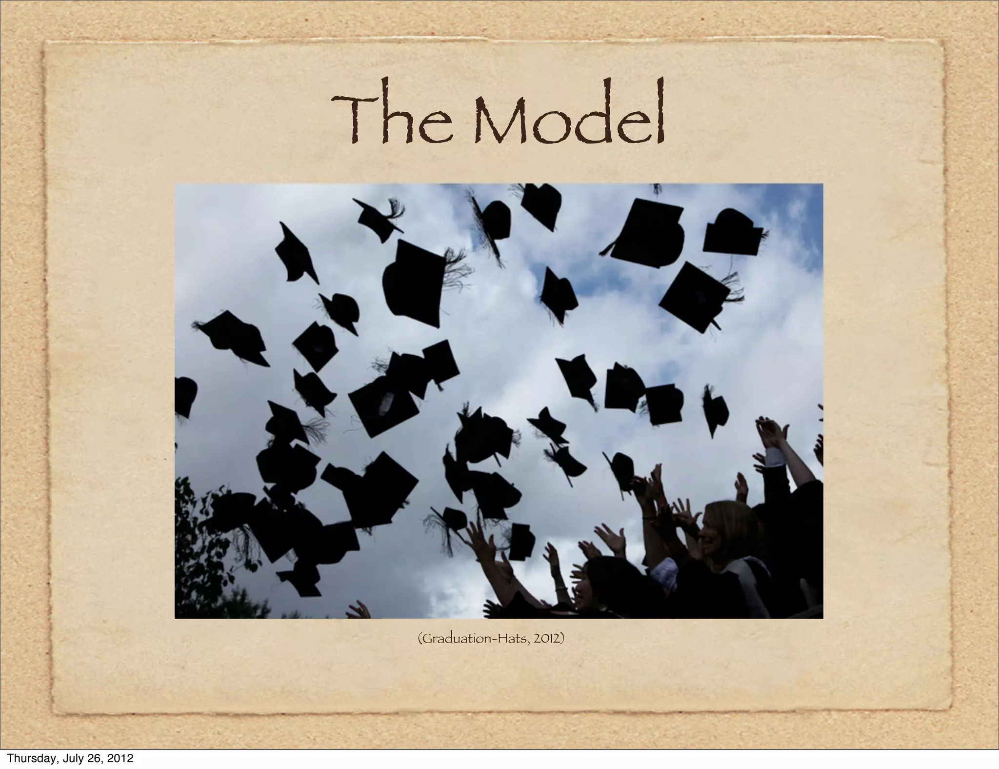 The Model




                            (Graduation-Hats, 2012)




Thursday, July 26, 2012
 