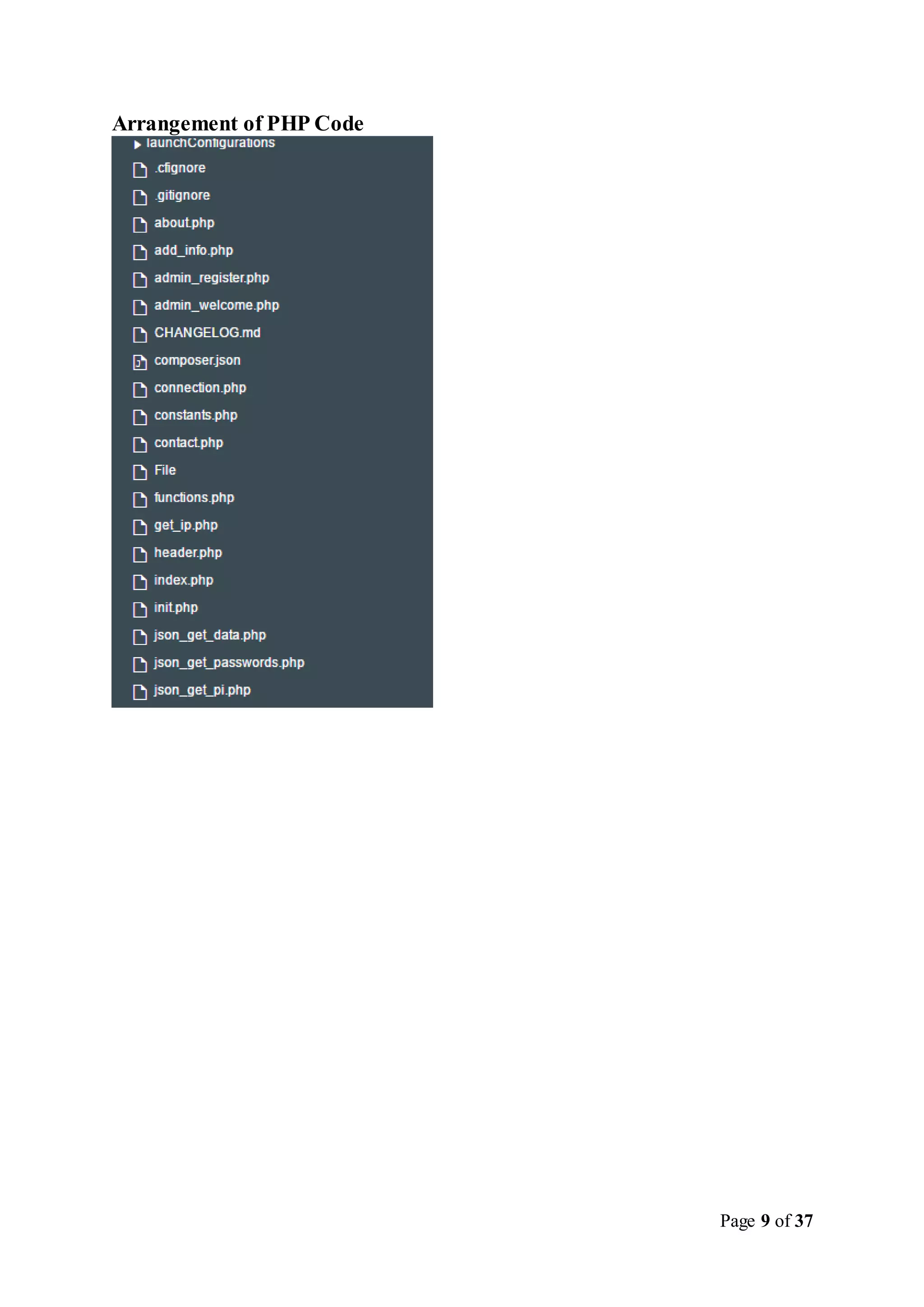 Page 9 of 37
Arrangement of PHP Code
 