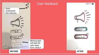 Didnt
understood
this chat box
User feedback
Blinking light
will take the
user away
from using it
BEFORE AFTER
 