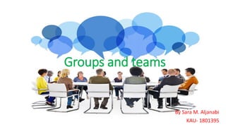 Groups and teams
By Sara M. Aljanabi
KAU- 1801395
 