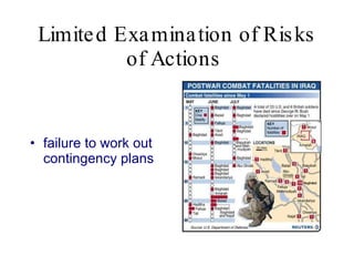Limited Examination of Risks of Actions   failure to work out contingency plans 