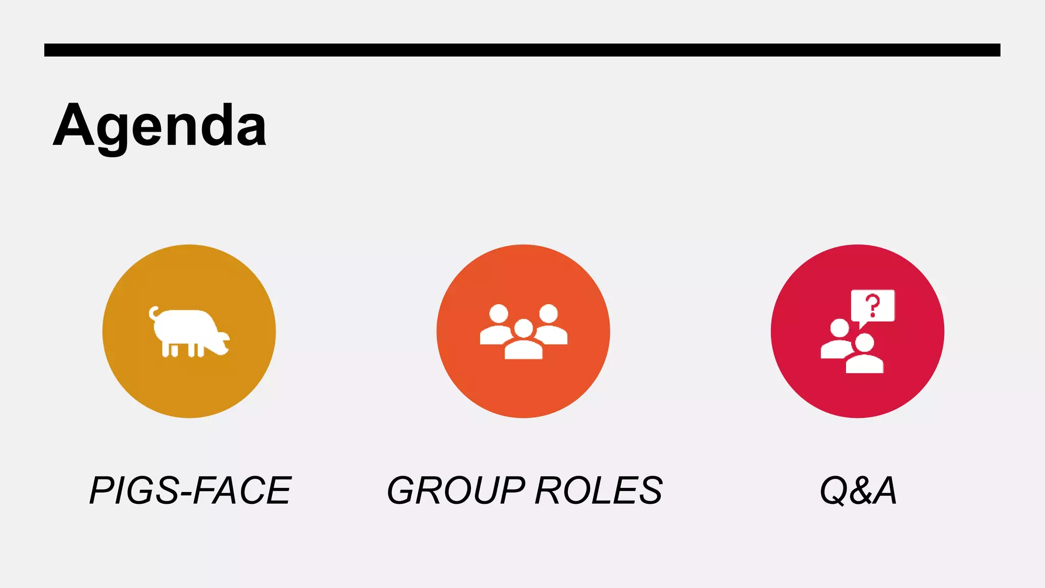 Agenda
PIGS-FACE GROUP ROLES Q&A
 