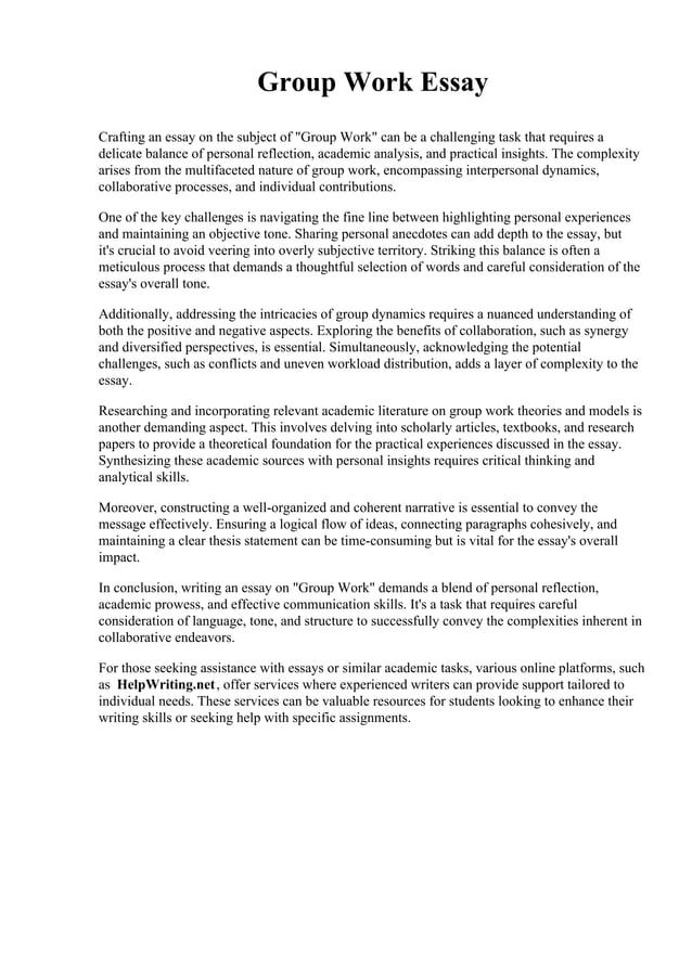 Group Work Essay | PDF | Homework and Study | Education