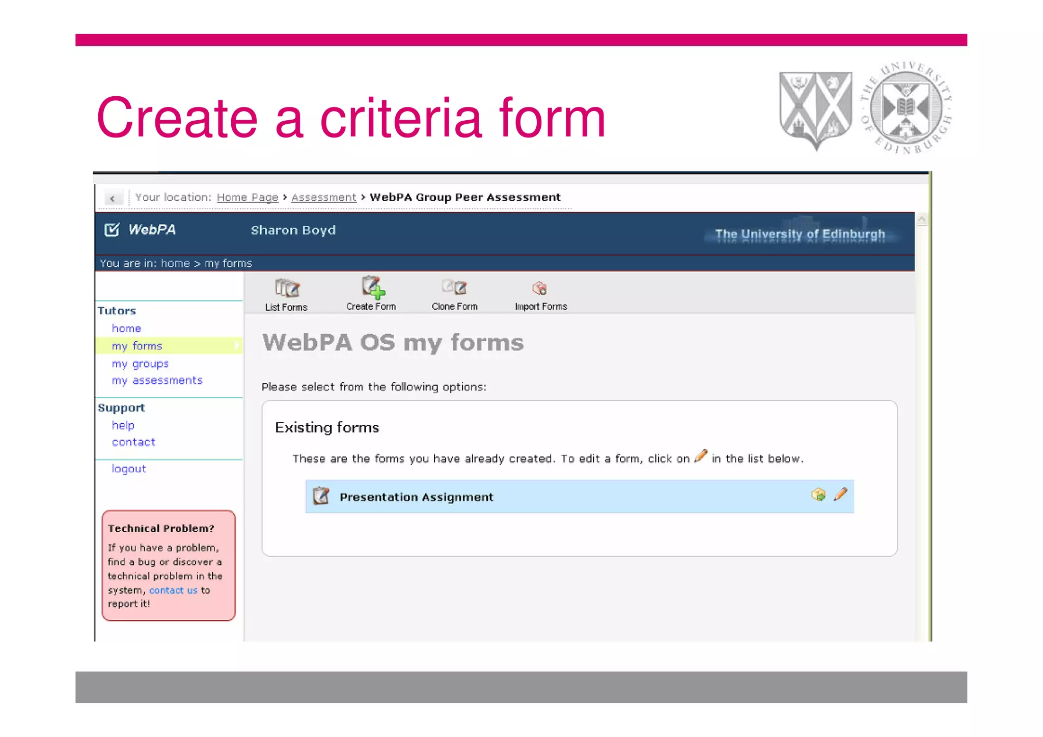 Create a criteria form
 