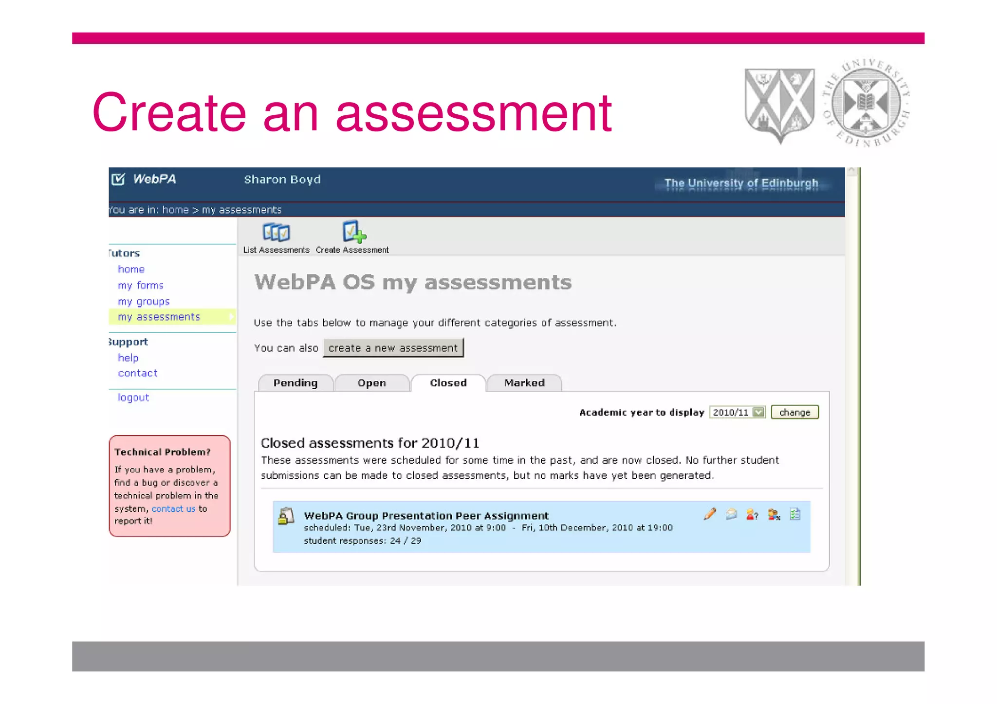 Create an assessment
 