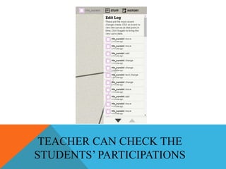 TEACHER CAN CHECK THE
STUDENTS’ PARTICIPATIONS
 