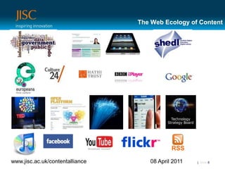 The Web Ecology of Contentwww.jisc.ac.uk/contentalliance|  Slide 831 March 2011RSS