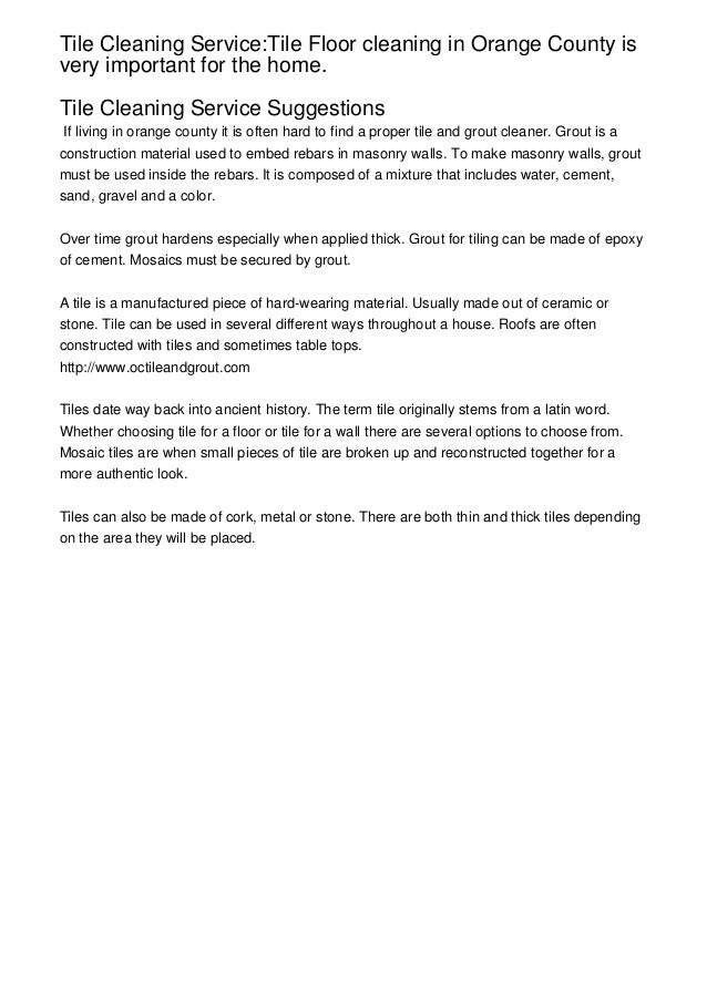 Tile Cleaning ServiceTile Floor cleaning in Orange County is very