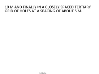 R.V.Kolhe
10 M AND FINALLY IN A CLOSELY SPACED TERTIARY
GRID OF HOLES AT A SPACING OF ABOUT 5 M.
 