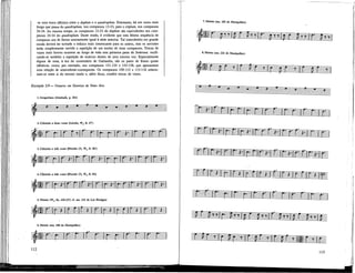 -se uma troca idêntica entre o duplum e o quadruplum. Entretanto, há um verso mais
longo que passa do quadruplum, nos compassos 13-23, para o triplum, nos compassos
24-34. Ao mesmo tempo, os compassos 13-23 do duplum são equivalentes aos com-
passos 24-34 do quadruplum. Deste modo, é evidente que esta última seqüência de
compasso soa de forma exactamente igual à série anterior. Tal intercâmbio em grande
escala deverá ter tomado a música mais interessante para os outros, mas os ouvintes
terão simplesmente ouvido a repetição de um trecho de onze compassos. Trocas de
vozes mais breves ocorrem ao longo de toda esta primeira parte de Sederunt, verifi-
cando-se também a repetição de motivos dentro de uma mesma voz. Especialmente
dignos de nota, à luz: do comentário de Garlandia, são os pares de frases quase
idênticas, como, por exemplo, nos compassos 131-134 e 135-138, que apresentam
uma relação de antécédente-conséquente. Os compassos 109-112 e 113-116 relacio-
nam-se entre si do mesmo modo e, além disso, contêm trocas de vozes.
Exemplo 3.9 — Tenores em Domino de Haec dies
1. Gregoriano (Gradúale, p. 241)
2. Cláusula a duas vozes (Léonin, W,, fl. 27')
-P1
i r
3. Cláusula a três vozes [Pérotin (?), W,, fl. 46']
4. Cláusula a três vozes [Pérotin (?), W , fl. 81]
S. Motete (W2 , fis. 126-127; cf. ms. 131 de Las Huelgas)
6. Motete (ms. 190 de Montpellier)
7. Motete (ms. 193 de Montpellier)
113
 