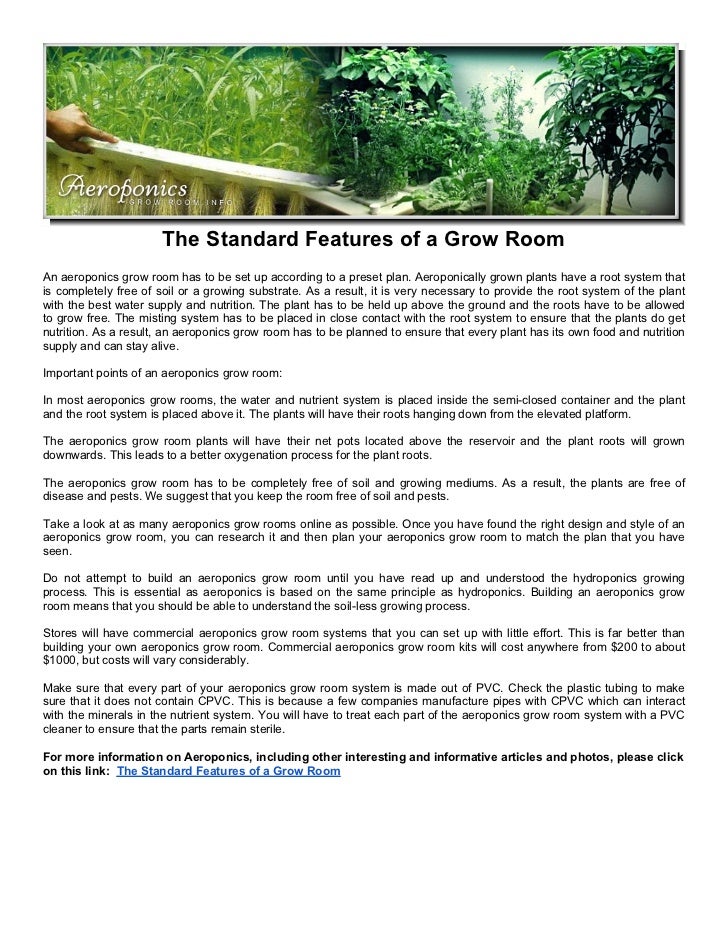 The Standard Features Of A Grow Room