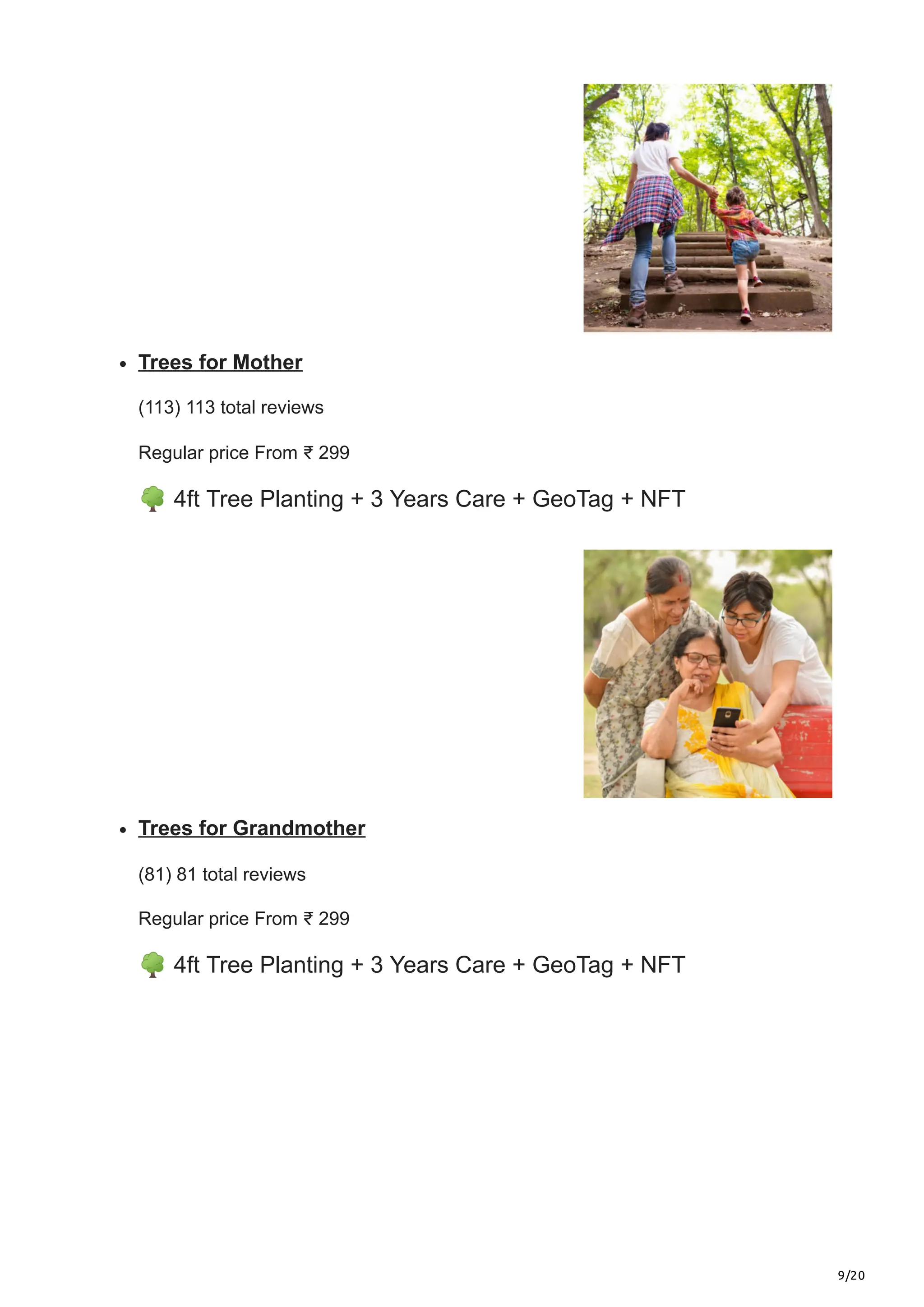 9/20
Trees for Mother
(113) 113 total reviews
Regular price From ₹ 299
🌳4ft Tree Planting + 3 Years Care + GeoTag + NFT
Trees for Grandmother
(81) 81 total reviews
Regular price From ₹ 299
🌳4ft Tree Planting + 3 Years Care + GeoTag + NFT
 