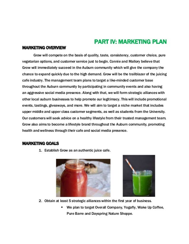 Grow A juice cafe business plan