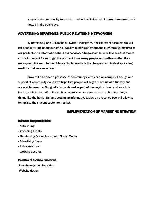 Grow A juice cafe business plan