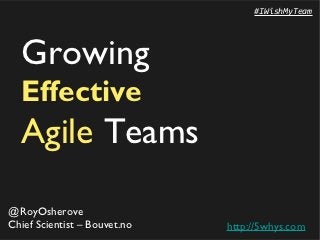 #IWishMyTeam




  Growing
  Effective
  Agile Teams

@RoyOsherove
Chief Scientist – Bouvet.no   http://5whys.com
 