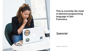 This is currently the most
in-demand programming
language in San
Francisco.
Typescript_________
Source: Hired.com
 