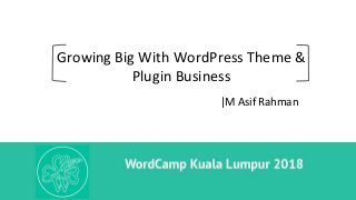 |M Asif Rahman
Growing Big With WordPress Theme &
Plugin Business
 