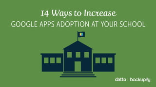 14 Ways to Increase
GOOGLE APPS ADOPTION AT YOUR SCHOOL
 