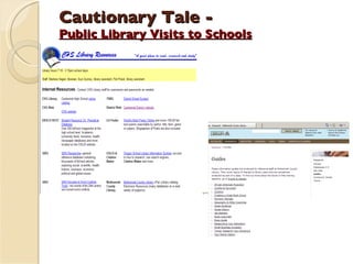 Cautionary Tale -  Public Library Visits to Schools   