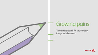 Growingpains
Three imperatives for technology
in a growth business
’13
’14
’15
 