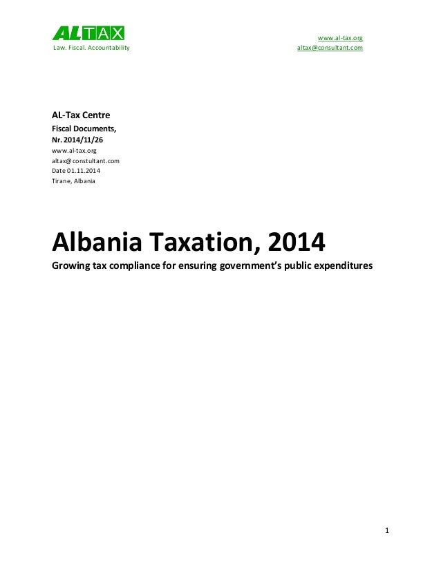 Albania Taxation, 2014 Growing tax compliance for ensuring governmen…