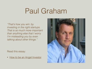 REPUTATION 
• Your reputation dictates your access to competitive investments 
• Illiquid investments are long commitments, founders want to 
pick investors who will add the most value 
• Invest in good companies and add value for your founders; they 
will recommend you to others 
• How you act when you’re going to lose money is a good 
indicator of your reputation 
 