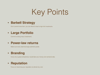 This is not investment advice. 
Consult a lawyer, accountant, or financial advisor before thinking about anything in this presentation. 
 