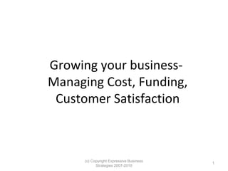 Growing your businessManaging Cost, Funding,
Customer Satisfaction

(c) Copyright Expressive Business
Strategies 2007-2010

1

 