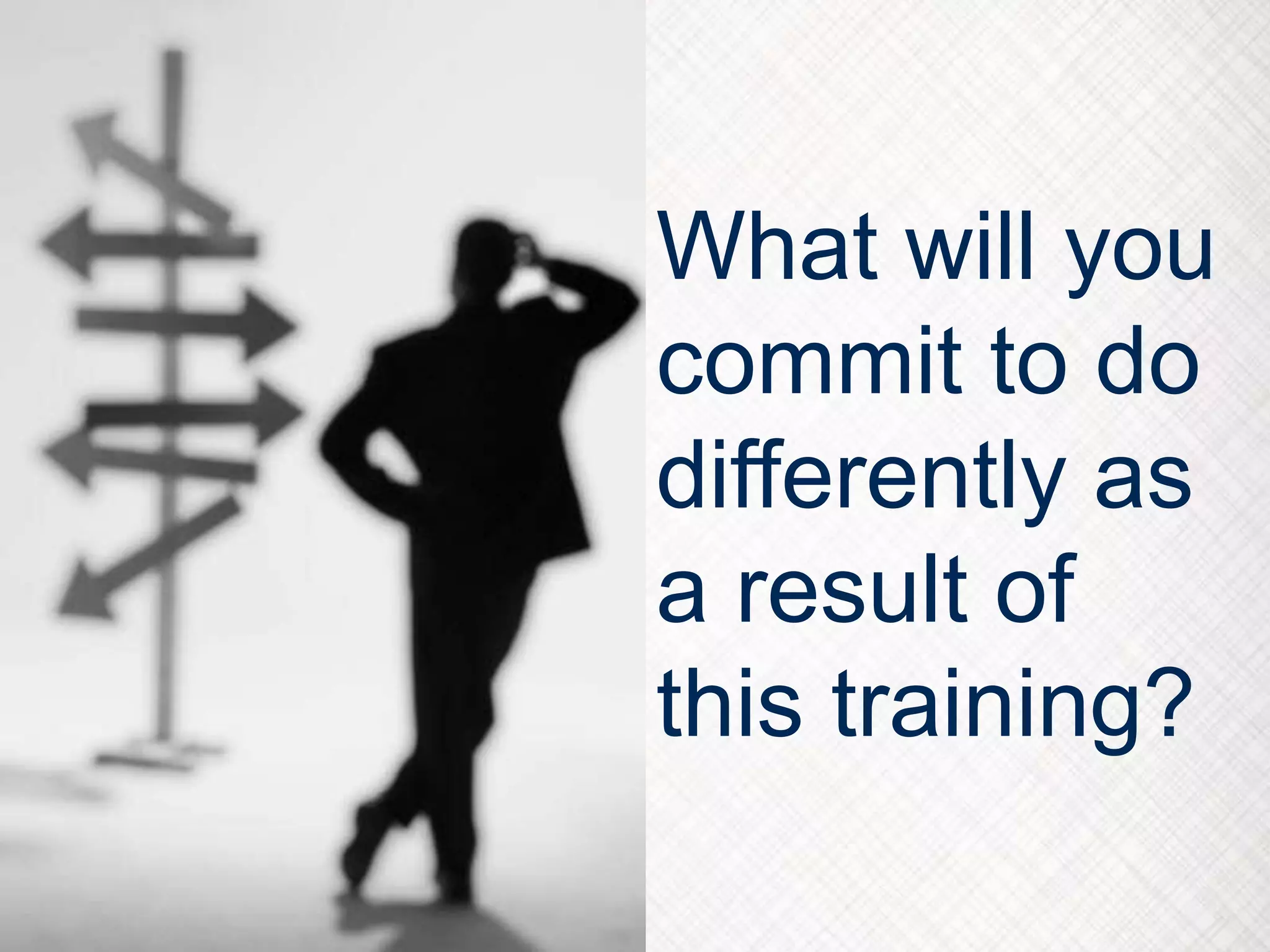 What will you
commit to do
differently as
a result of
this training?
 