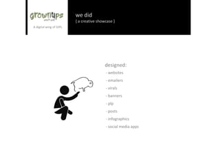 websites
- static
- cms
- ecommerce
- responsive websites
- mobile enabled websites
 