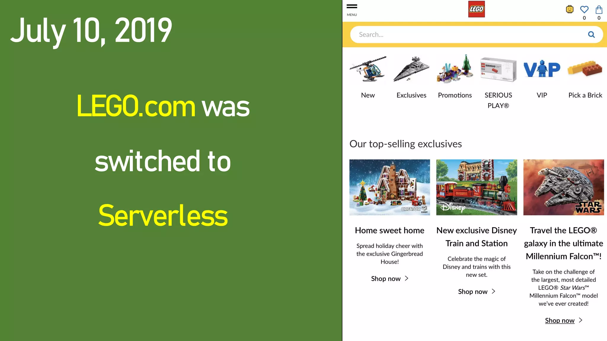 LEGO.com was
switched to
Serverless
July 10, 2019
 