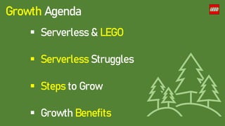 ▪ Serverless & LEGO
▪ Serverless Struggles
▪ Steps to Grow
▪ Growth Benefits
Growth Agenda
 