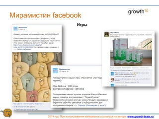 Growth
2014 год. При использовании материалов ссылаться на автора. www.growth-team.ru
Мирамистин facebook
Игры
 