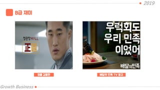 2019
Growth Business
B급 재미
정몰 김동현 배달의 민족 TV 광고
 