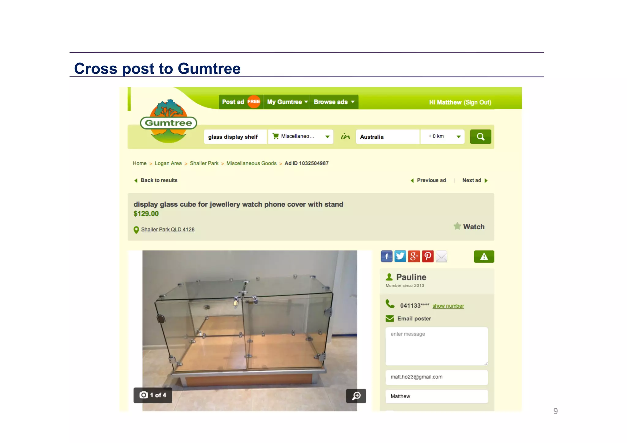 Cross post to Gumtree

9	
  

 